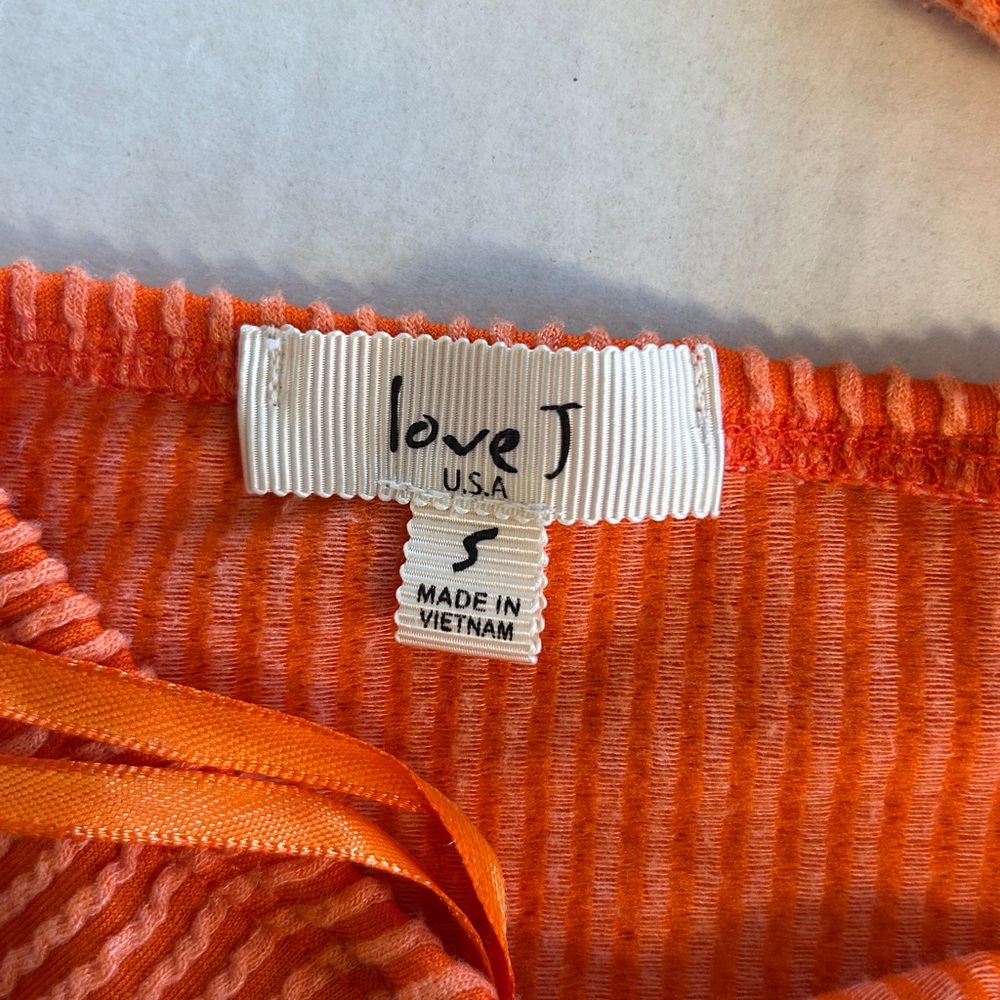 Love J Orange Ribbed One Shoulder Cutout Bodycon Mini Dress. Sz S - Picture 5 of 8